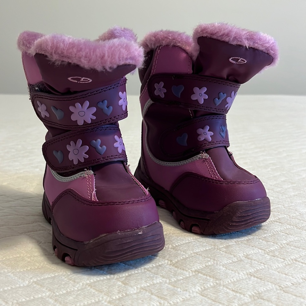 C9 winter boots, velcro close, waterproof, purple, 6 baby/toddler size